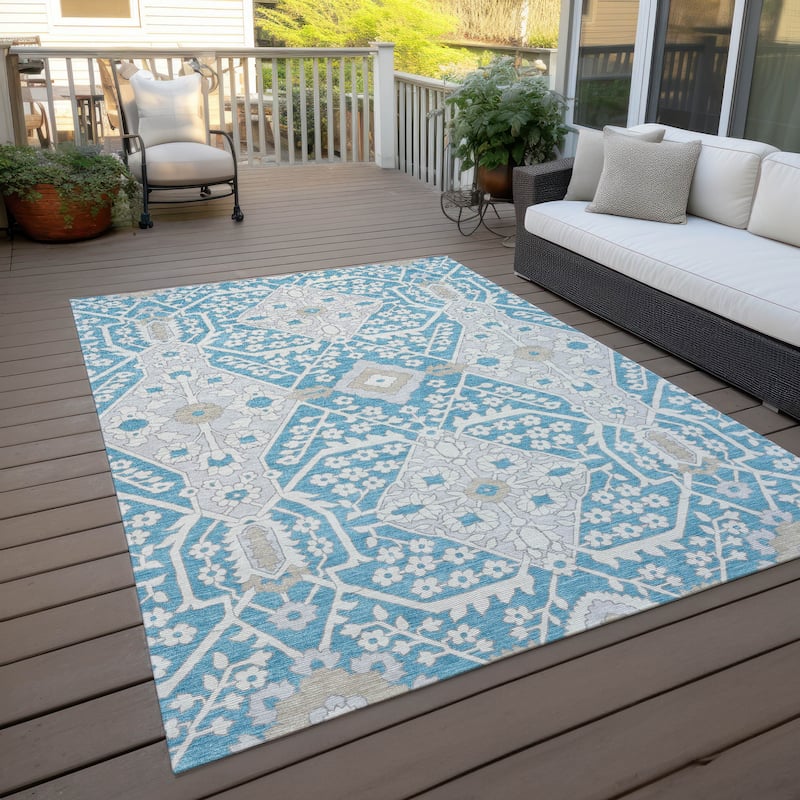 Machine Washable Indoor/ Outdoor Chantille Traditional Medallion Rug - Teal - 2'6" x 3'10"