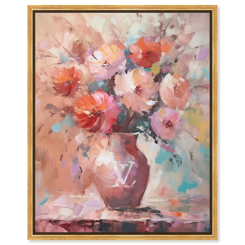 Un Jarron con flores glam Canvas by Art Remedy - Gold - 30" x 36"