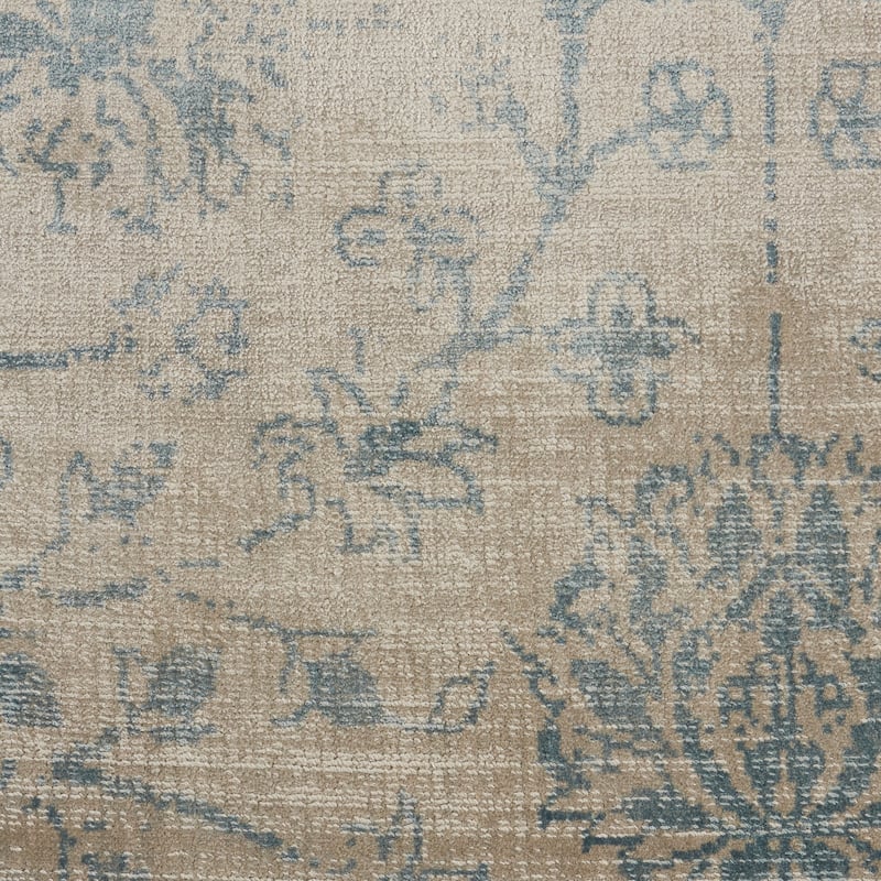Desert Skies Vintage Floral Beige Blue Area Rug