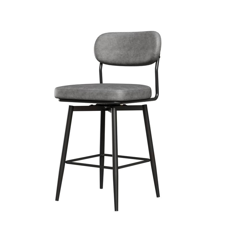 GDFStudio - Brayden Swivel Ergonomic PU Leather Upholstered Bar Stool Set, 360 Degree Rotation & Iron Brackets, Set of 2