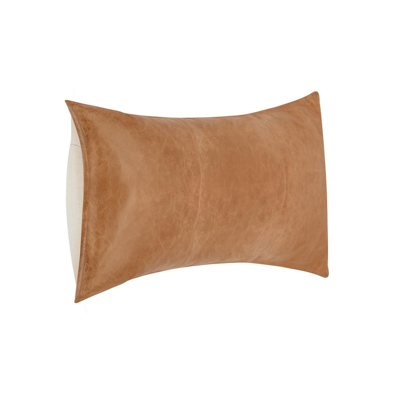 Kosas Home Cheyenne 100% Leather 16x36" Throw Pillow, Chestnut