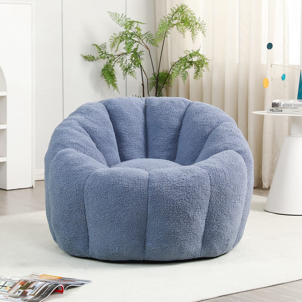 Comfortable Bean Bag Chair Light Blue Sofa Chair with Armrests, Leisure Chair Lounge Chair Upholstered Chair
