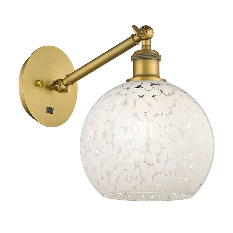 Innovations Lighting 317-1W-10-8 White Mouchette Sconce White - Brushed Brass