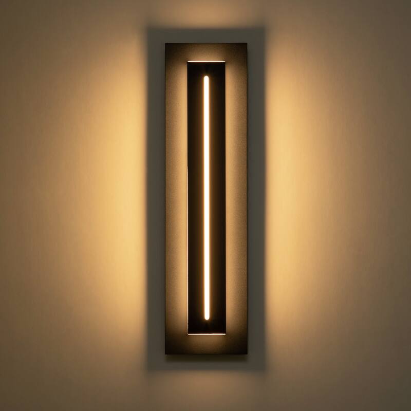 18 in. Industrial Black Aluminum Rectangular Integrated LED Waterproof IP54 Outdoor Wall Sconce