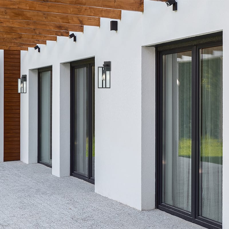 1-Light 17.25'' H Matte Black Outdoor Wall Lantern Sconce with Dusk to Dawn