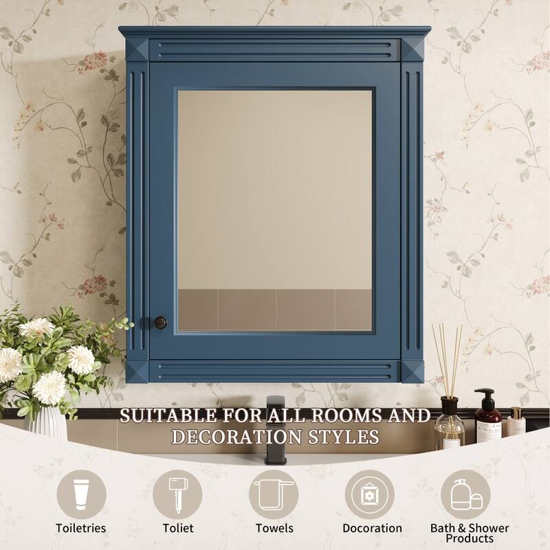 24'' x 27'' Wall Mounted Bathroom Medicine Cabinet with Mirror and Adjustable Shelf