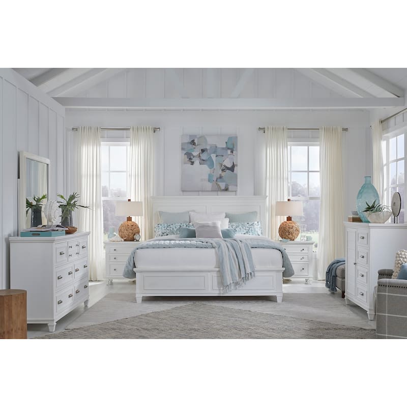 Magnussen Home Charleston White Dove Drawer Dresser with Landscape Mirror