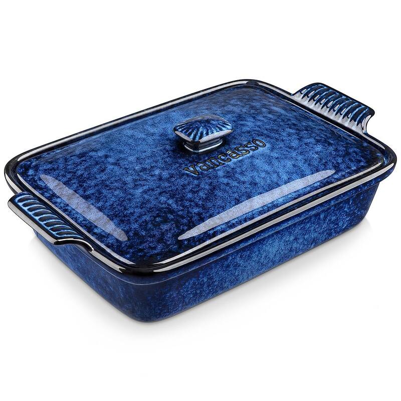 vancasso STARRY Blue Casserole Dish with Lid 1.9 or 3.8 Quart - 3.8QT.