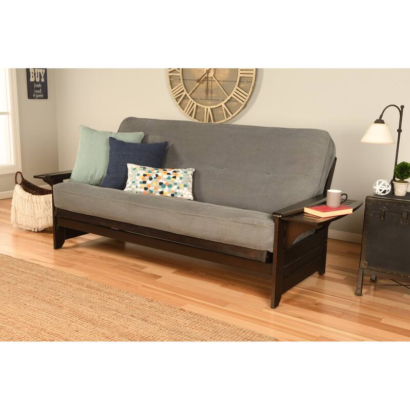 Copper Grove Dixie Espresso Full-size Futon Set with Bonded Leather Innerspring Mattress - Marmont Thunder