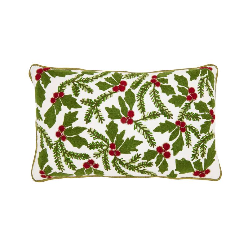 Holly Throw Pillow - 12"x20" - Cover Only - Green