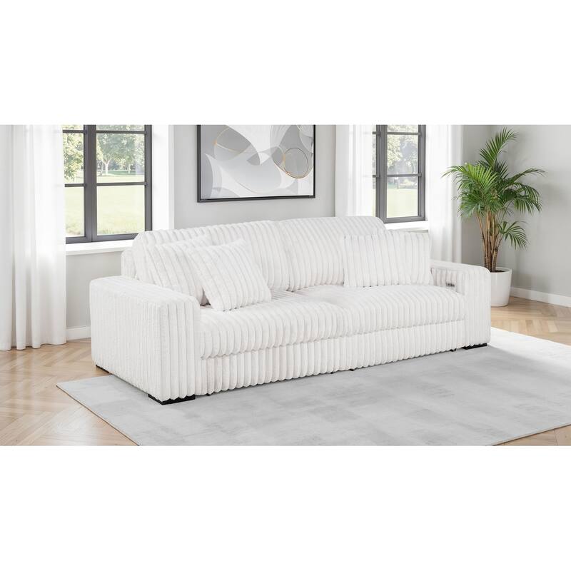 Jacana Corduroy Upholstered Dual Power Chaise Sofa