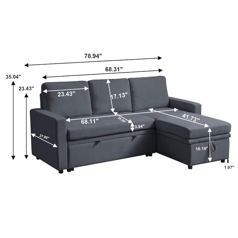 78.94" Pin Striped Fabric Sleeper Sofa