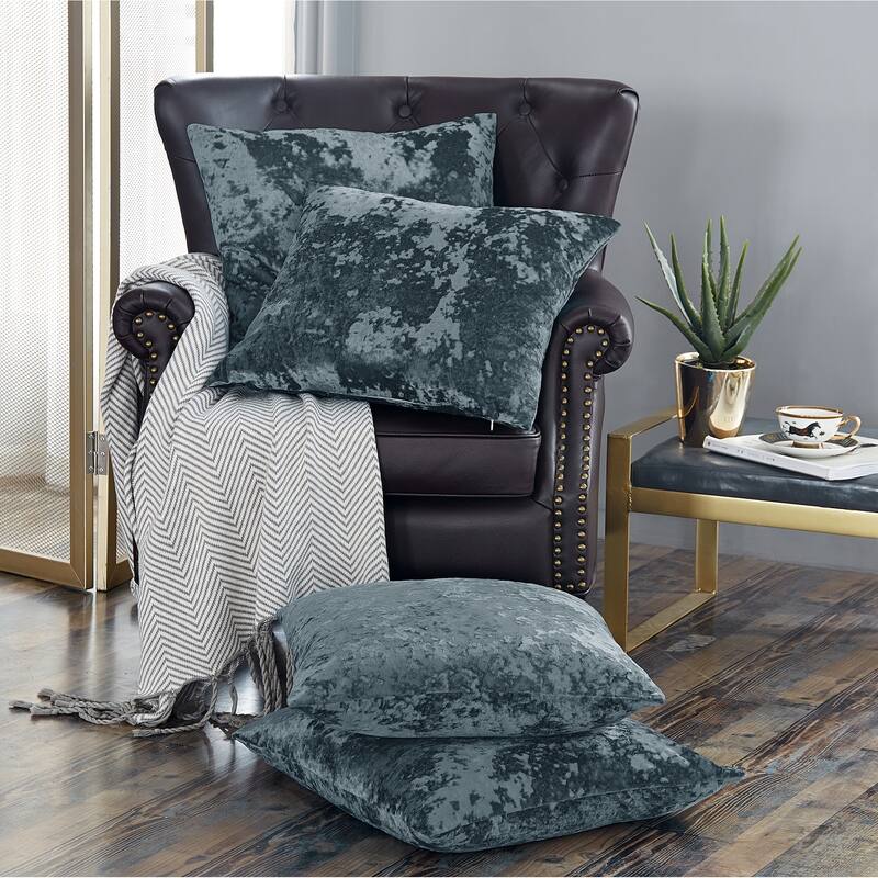 Rancho Crushed Velvet Throw Pillow Cover Set, NO INSERT - 20" x 20" - Gun Metal