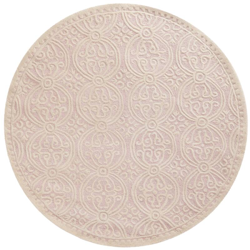 SAFAVIEH Handmade Cambridge Myrtis Modern Moroccan Wool Area Rug - 4' x 4' Round - Light Pink/Ivory