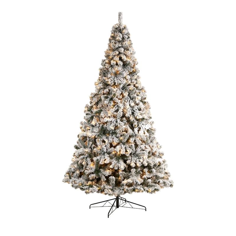 10ft. Flocked Fir Artificial Christmas Tree with 800 Clear LED Lights and 1680 Tips - Towering Winter X-Mas Showpiece