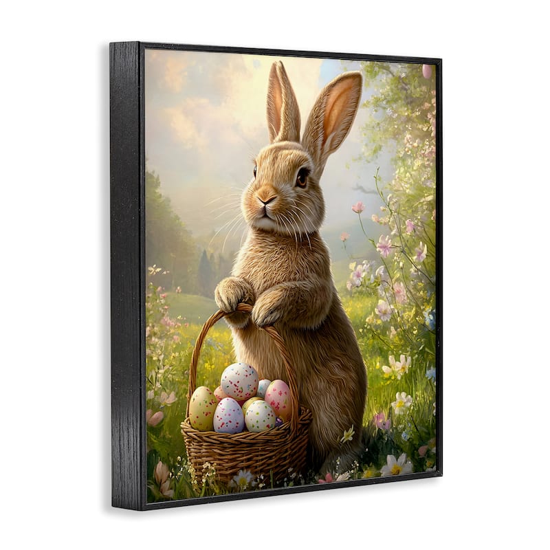 Stupell Bunny with Easter Basket Framed Giclee Art Design By Franklyn Gregory
