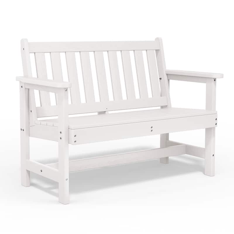 Outdoor 2-Person Garden Bench 42.92-in W x 35.83-in H - White