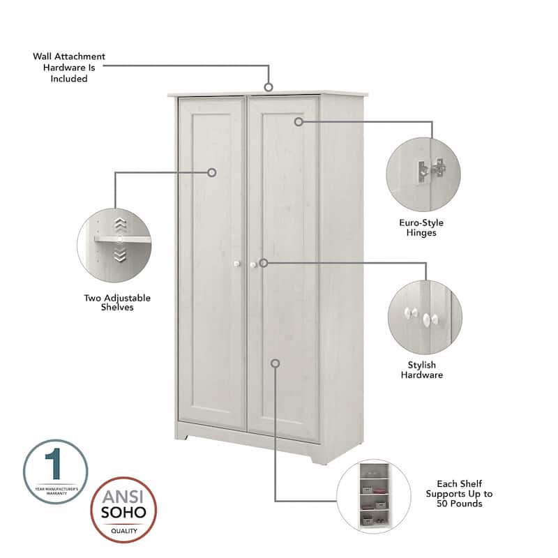 Cabot Espresso Oak Tall Storage Cabinet with Doors - 31.38"L x 16.30"W x 61.14"H