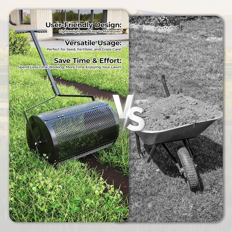 24 Inch Compost Spreader, Garden Spreader Tools​ for Peat Moss, Topsoil, Manure, Mulch