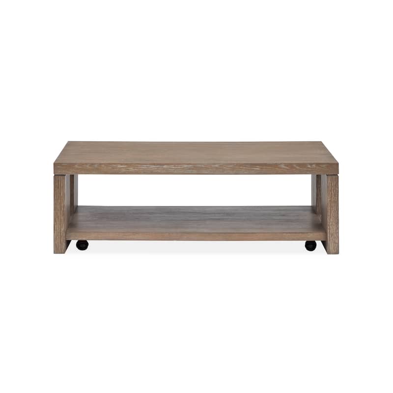 Magnussen Home Conway Spiced Brown Rectangular Cocktail Table With Casters - 50''W x 30''D x 16.5''H