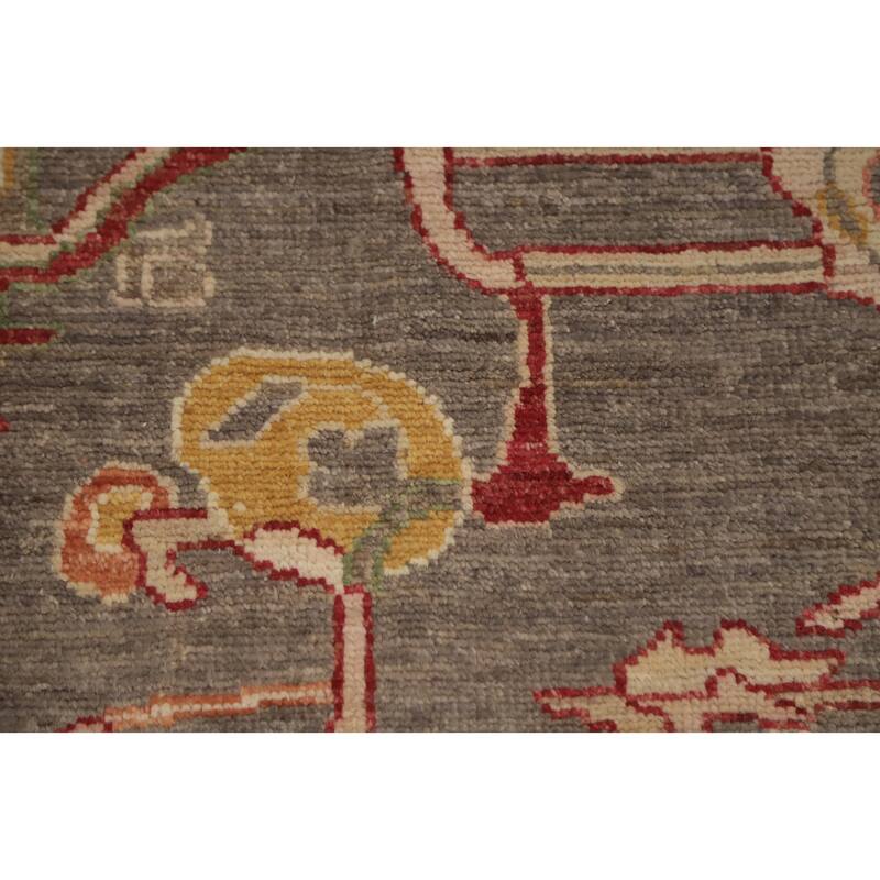 Hand Knotted Oriental 100% Wool Carpet Transitional All-Over Greys & Charcoal Oushak Area Rug - 13' 11'' X 10' 6''