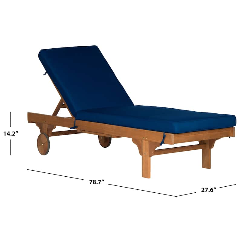 SAFAVIEH Outdoor Aubrie Adjustable Chaise Lounge Chair with Wheel.