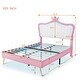preview thumbnail 9 of 10, Full Size Upholstered Bed Frame with Adjustable Crown Headboard, Modern Princess Bed Featuring LED Lights Controlled by Remote
