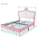 preview thumbnail 50 of 68, Upholstered Princess Bed Cute Kids Crown Headboard Platform Bed