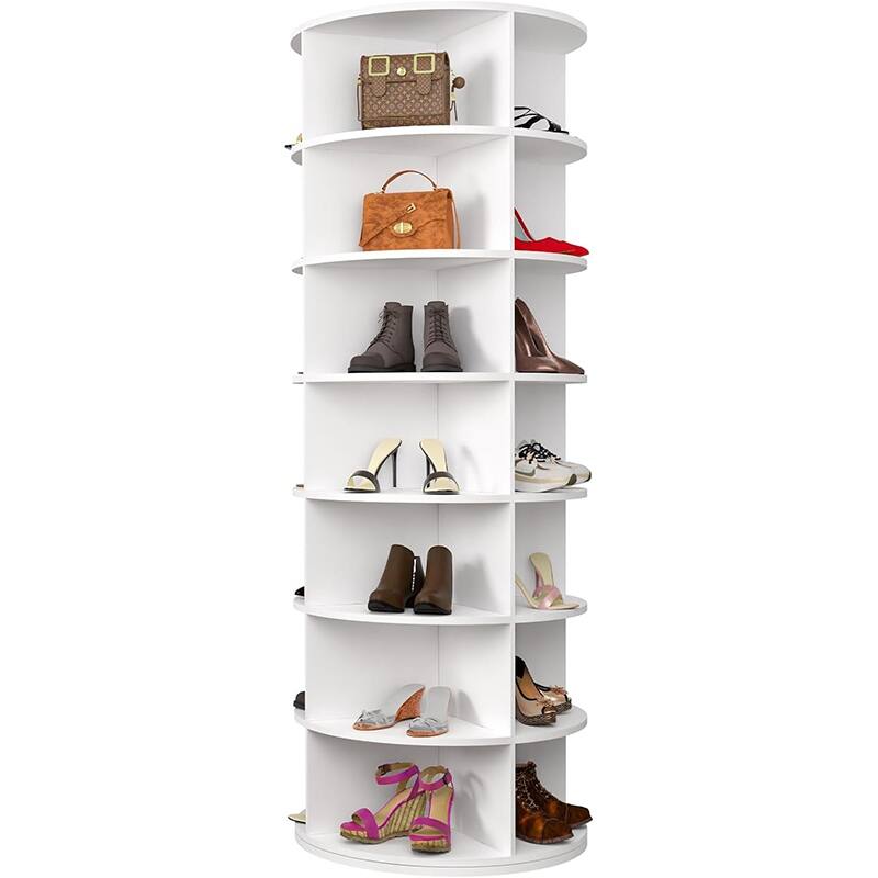 7 Tier Rotating Shoe Rack Tower, Spinning Shoe Display, Vertical Handbag Rotate Shoes Closet Organization