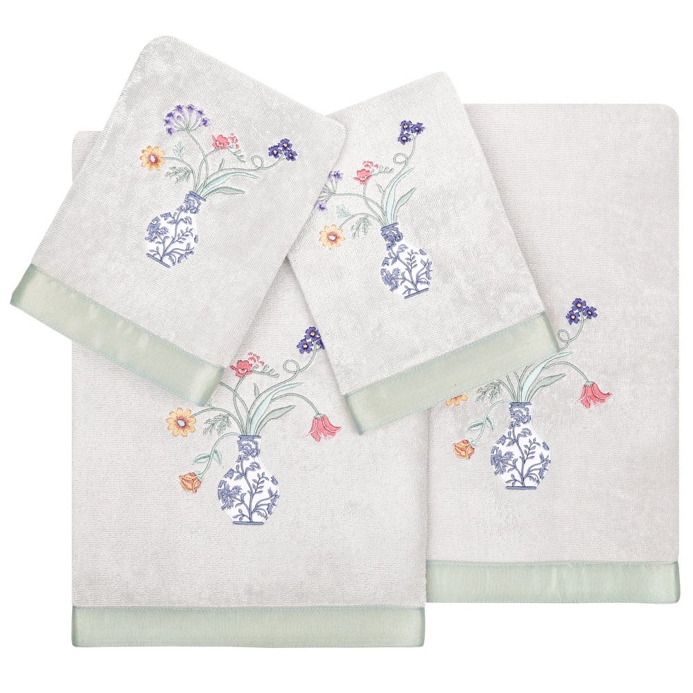 Authentic Hotel and Spa 100% Turkish Cotton Stella 4PC Embellished Towel Set