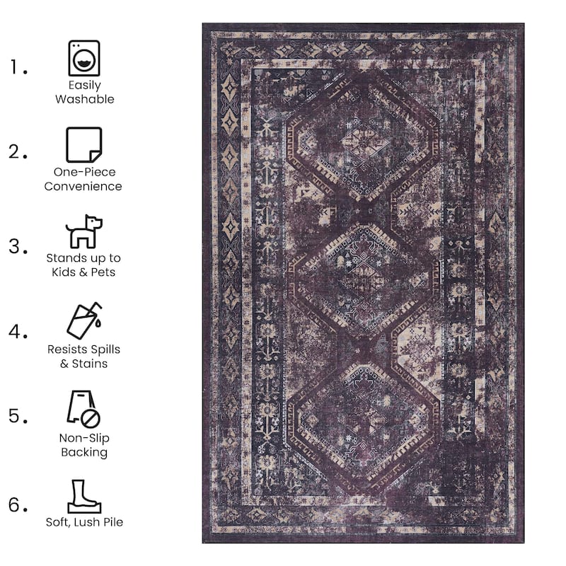 Area Rugs 2x3 Living Room,Washable Rug,Low-Pile,Non-Slip,Non-Shedding,Foldable,Kid & Pet Friendly for living room - 3'6"