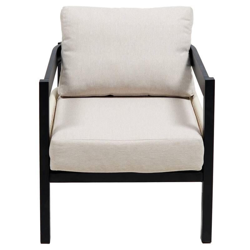 Roomfitters Multi-Person Outdoor Iron Sofa Set with Table, Rattan Decoration, Waterproof, Rust-Proof for Garden, Lawn