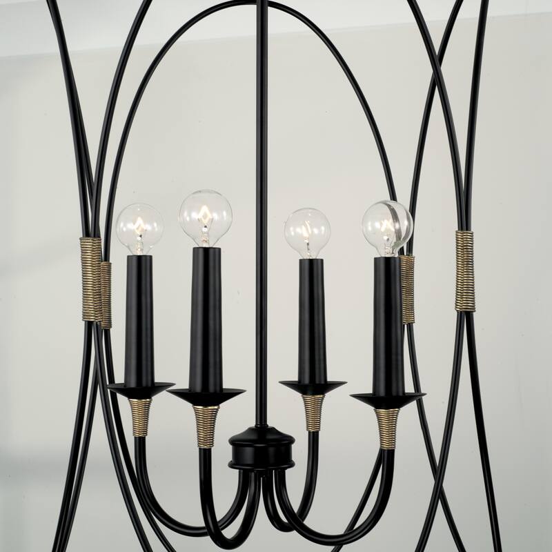 Amara 4-light Matte Black/ Brass Foyer Pendant