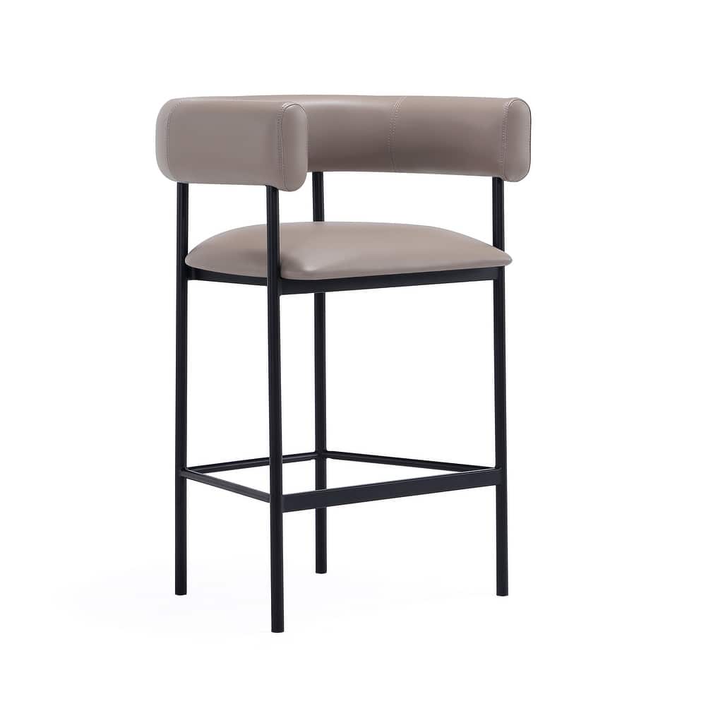 Manhattan Comfort Onda Vegan Leather Metal Counter Stool