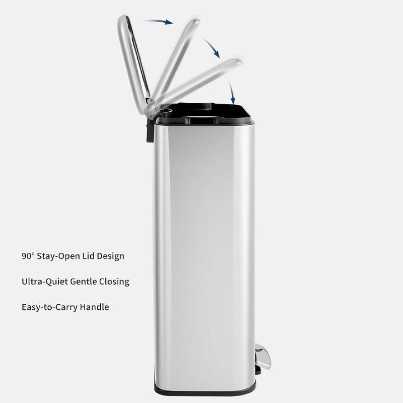 8 Gal Fingerprint-Proof Step Rubbish Bin, Trash Can for Bathroom, Kitchen