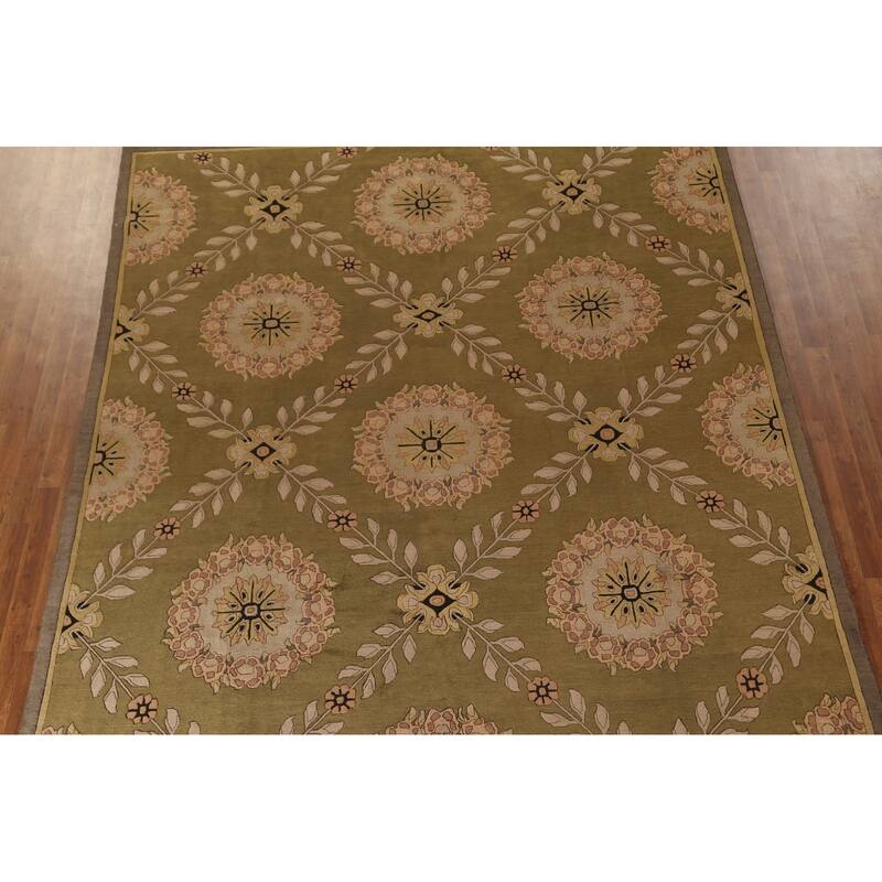 All-Over Floral Nepalese Oriental Area Rug Handmade Wool Carpet - 8'10"x 11'8"
