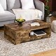 preview thumbnail 10 of 16, HOMCOM Coffee Table, Vintage Style Tea Table with Cabinet, Open Storage Compartments, Coffee Tables for Living Room, White Brown