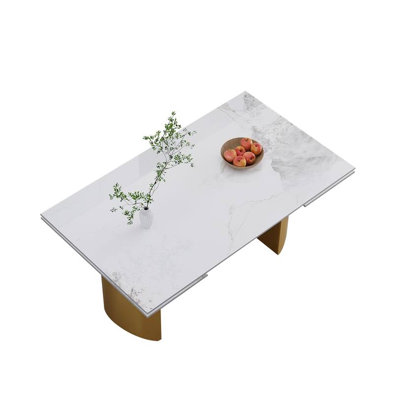 9 - Piece 94.48'' Extendable Sintered Stone Dining Table with 8 Chairs Dining Set