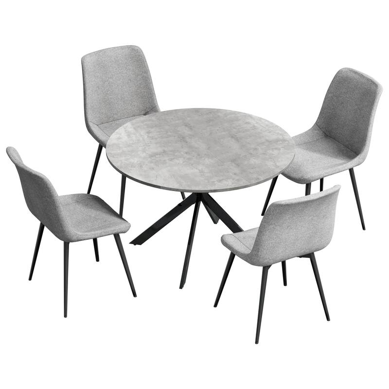 EROMMY Space-Saving 47.2" Round Dining Table Set for 4 - Ideal Small Kitchen & Dining Room Furniture, Includes 4 Chairs