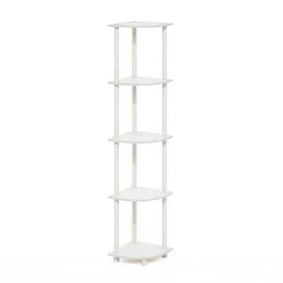 5 Tiers Wood Household Shelving Unit in White (11.6 in. W x 57.7 in. H x 11.6 in. D)