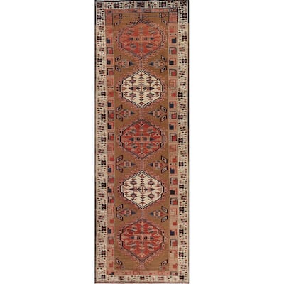 Traditional Ardebil Persian Vintage Runner Rug Handmade Wool Carpet - 2'10"x 10'5"
