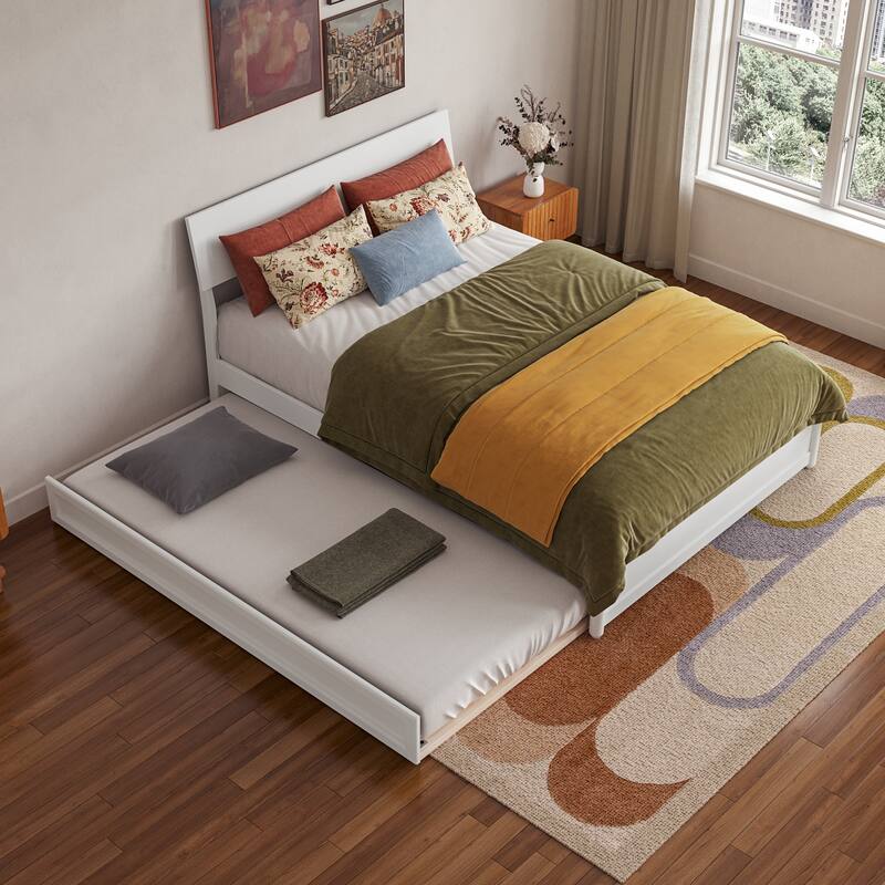 Norla Wood Platform Bed with Trundle