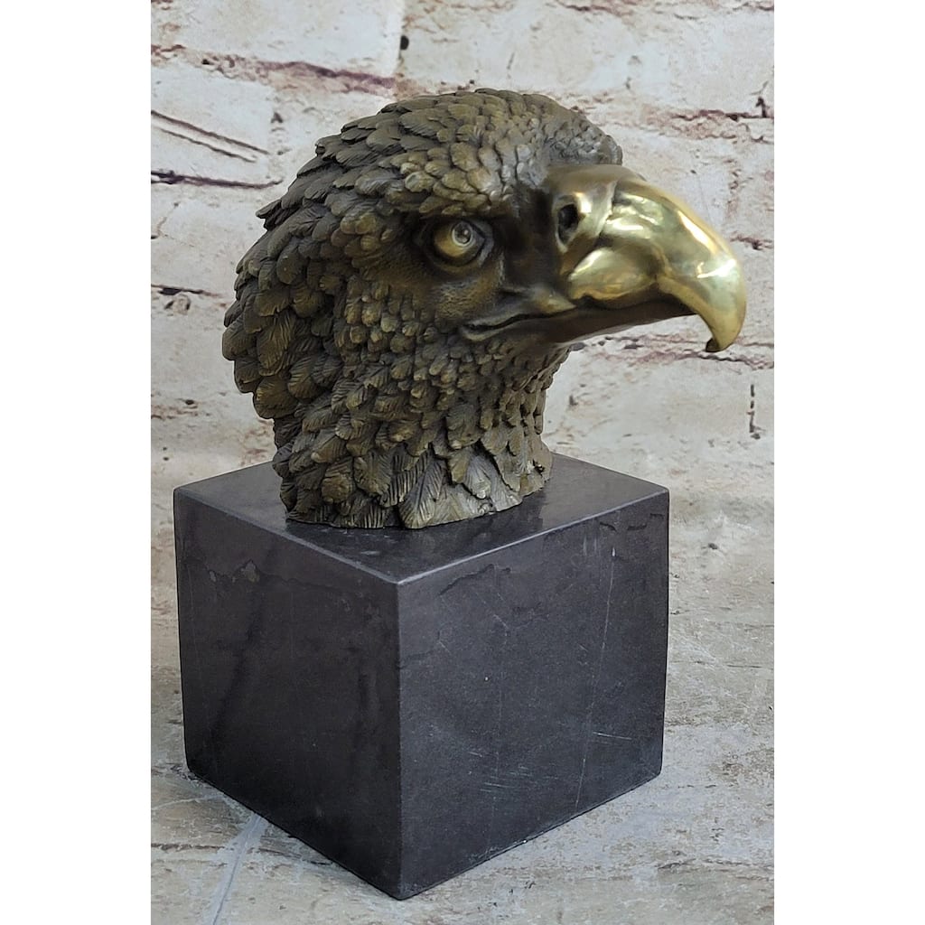 Bust American Bald Eagle Bronze Marble Sculpture Statue Figurine Art Deco Figure