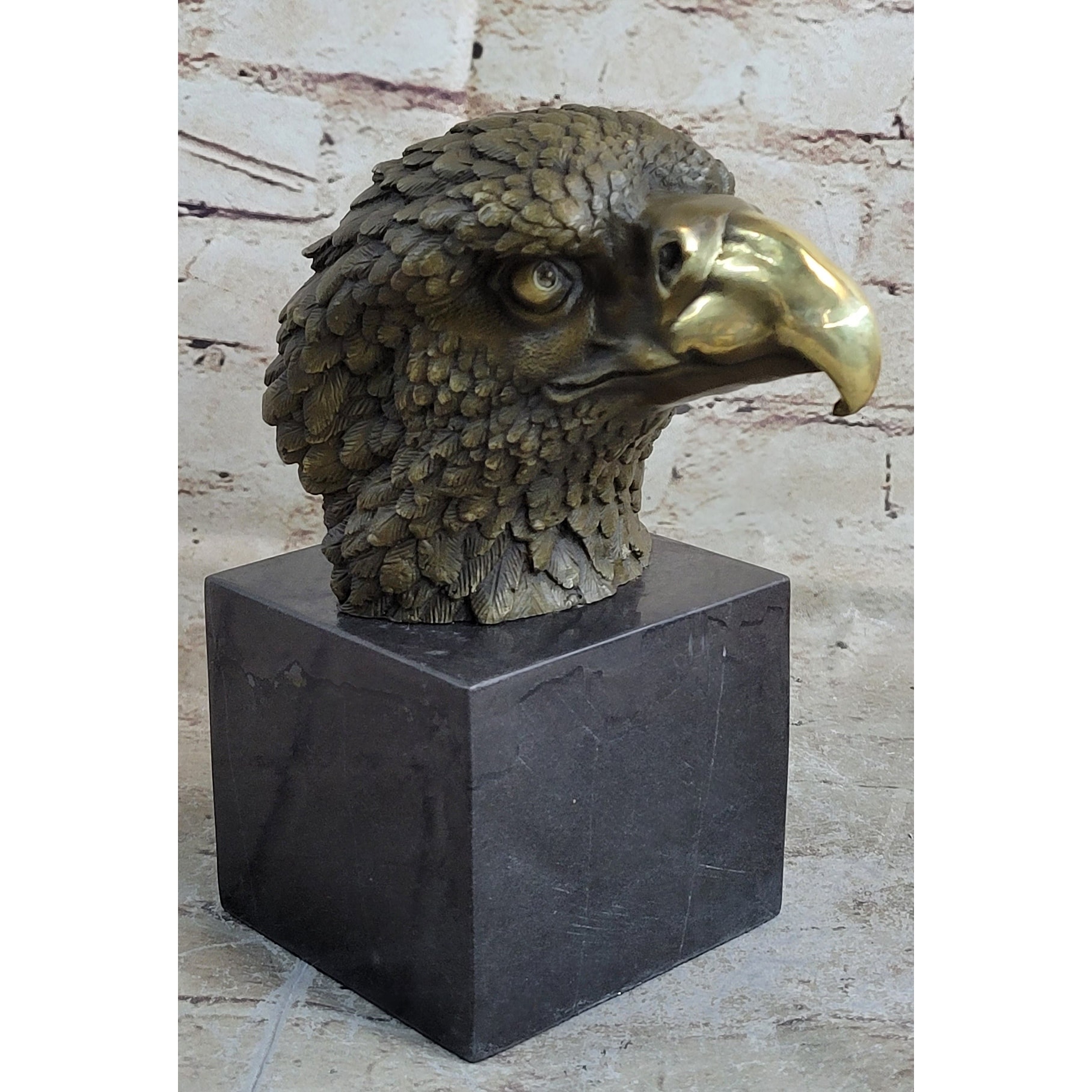 Bust American Bald Eagle Bronze Marble Sculpture Statue Figurine Art Deco Figure