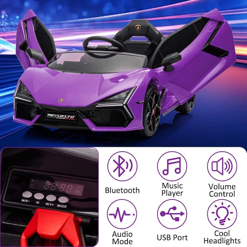 12V Kids Ride On Car, Licensed Lamborghini Revuelto Electric Car for Kids