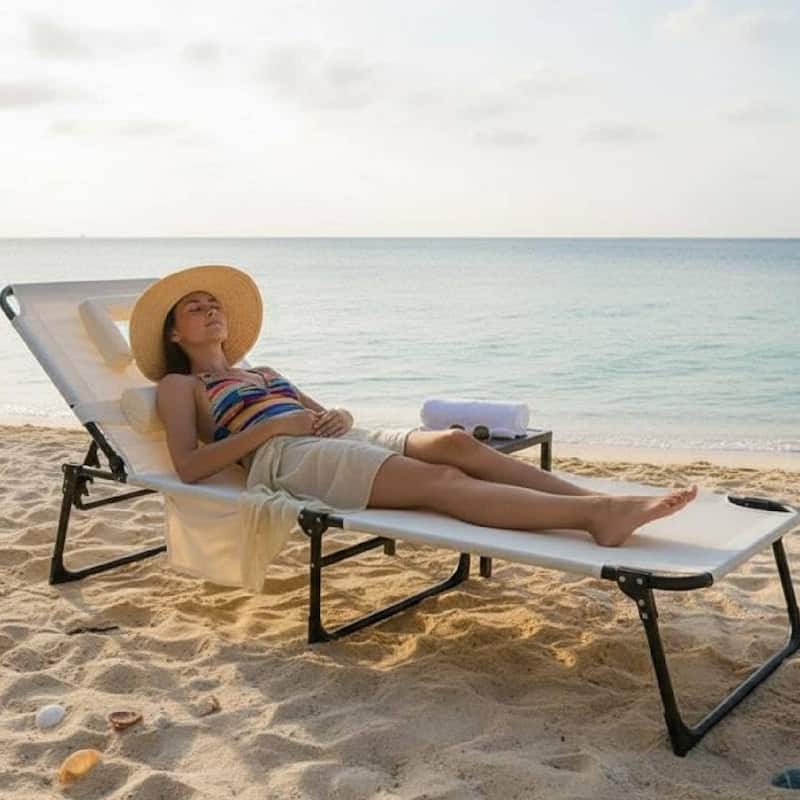Beach Lounge Chair, Portable Face Down Chaise Lounge Chair for Outdoor Backyard Poolside,Beach, Patio