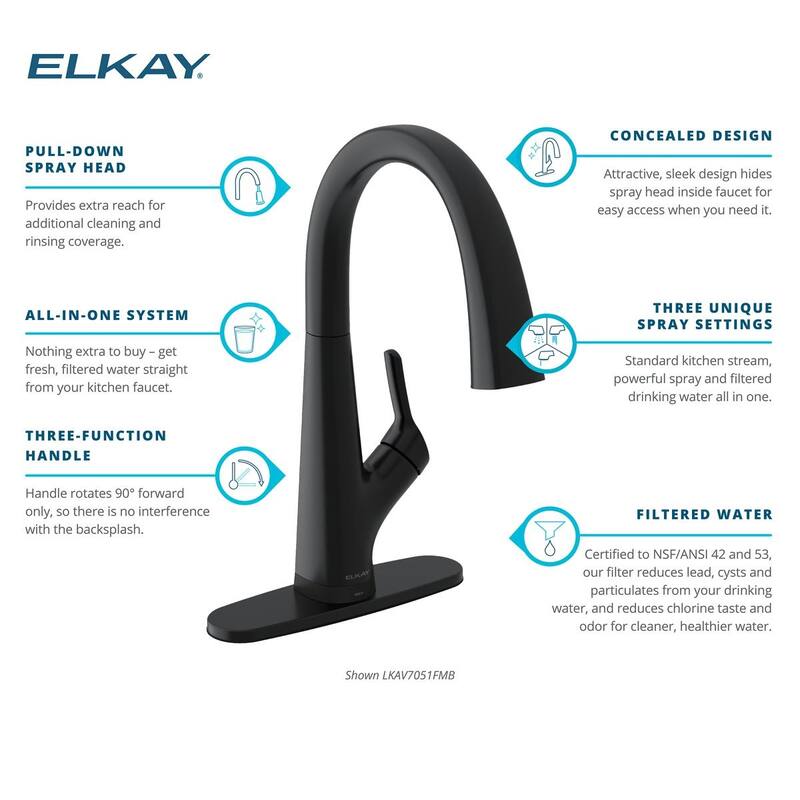 Elkay Avado Single Hole 2-in-1 Kitchen Faucet with Filtered Drinking Water