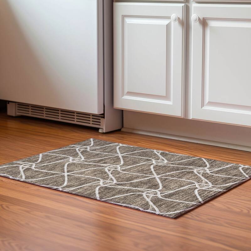 Premium Washable Super Soft Contemporary Geo Mayfield Rug - Brown - 1'8" x 2'6"