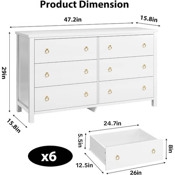 dimension image slide 4 of 7, Drawer Dresser, Modern Clothes Storage Cabinet for Nursery