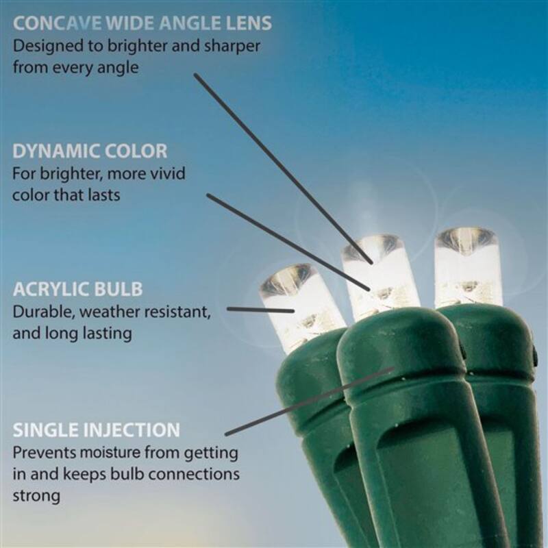 LED Mini Christmas Lights - Orange - 26’ Green Wire - 50ct